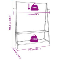 Produktbild för Klädställ med hyllor 132x45,5x150,5 cm bambu