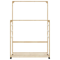 Produktbild för Klädställ med hyllor och hjul 90x35x155 cm bambu