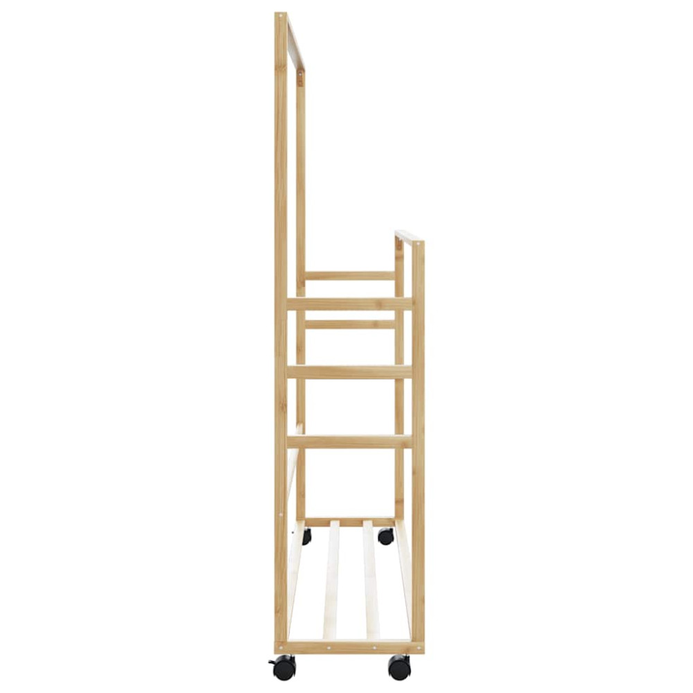 Produktbild för Klädställ med hyllor och hjul 90x35x155 cm bambu