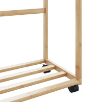 Produktbild för Klädställ med hyllor och hjul 90x35x155 cm bambu
