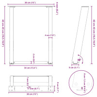 Produktbild för Soffbordsben U-formade 2 st svart 38x(42-43) cm stål