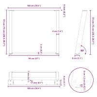 Produktbild för Matbordsben U-formad 2 st vit 100x(72-73) cm stål