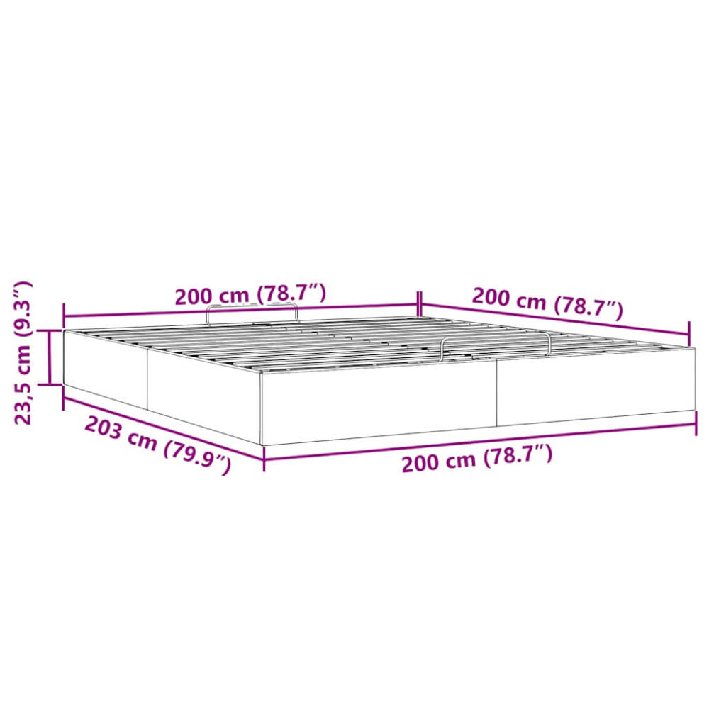 Produktbild för Ottoman sängram utan madrass blå 200x200 cm tyg