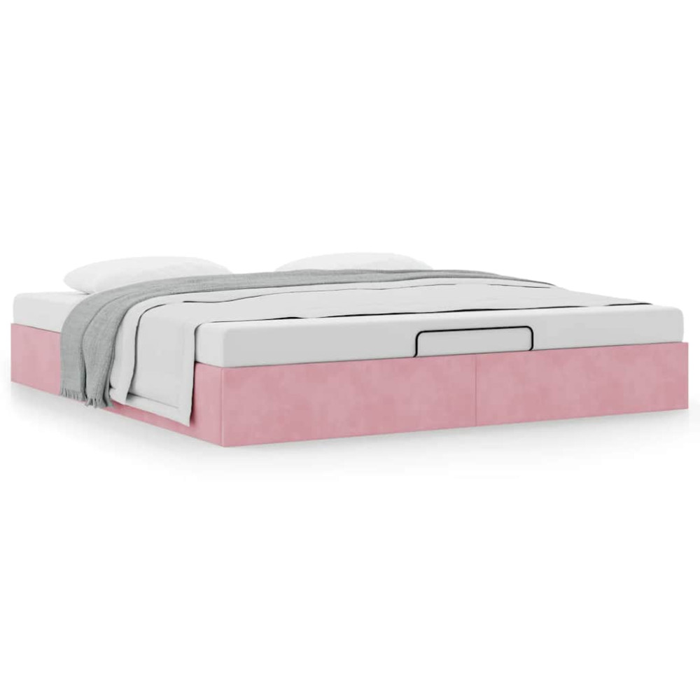 Produktbild för Ottoman sängram utan madrass rosa 180x200 cm sammet