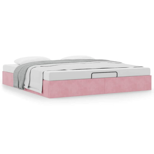 vidaXL Ottoman sängram utan madrass rosa 180x200 cm sammet