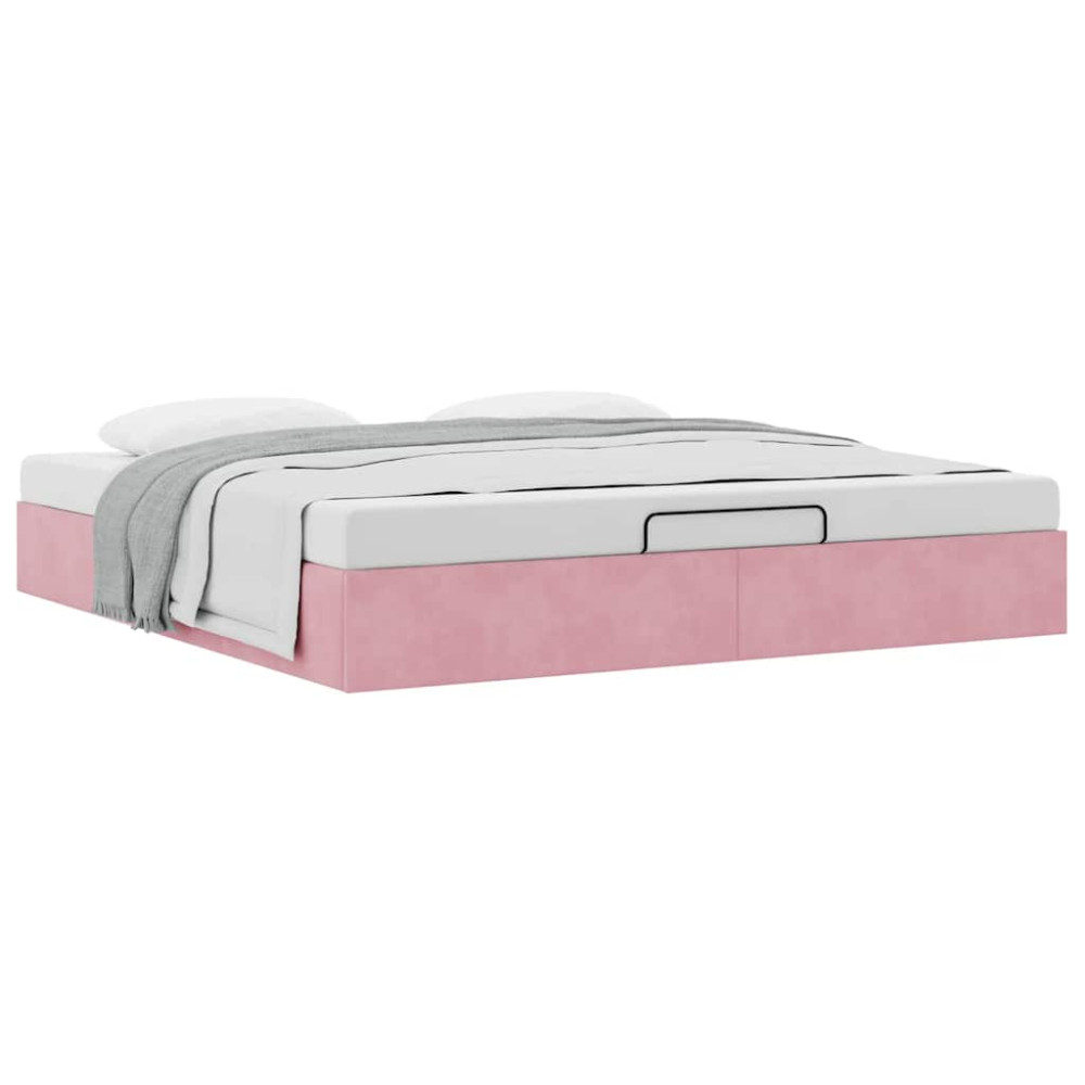 Produktbild för Ottoman sängram utan madrass rosa 180x200 cm sammet