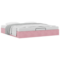 Produktbild för Ottoman sängram utan madrass rosa 180x200 cm sammet
