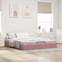 Produktbild för Ottoman sängram utan madrass rosa 180x200 cm sammet