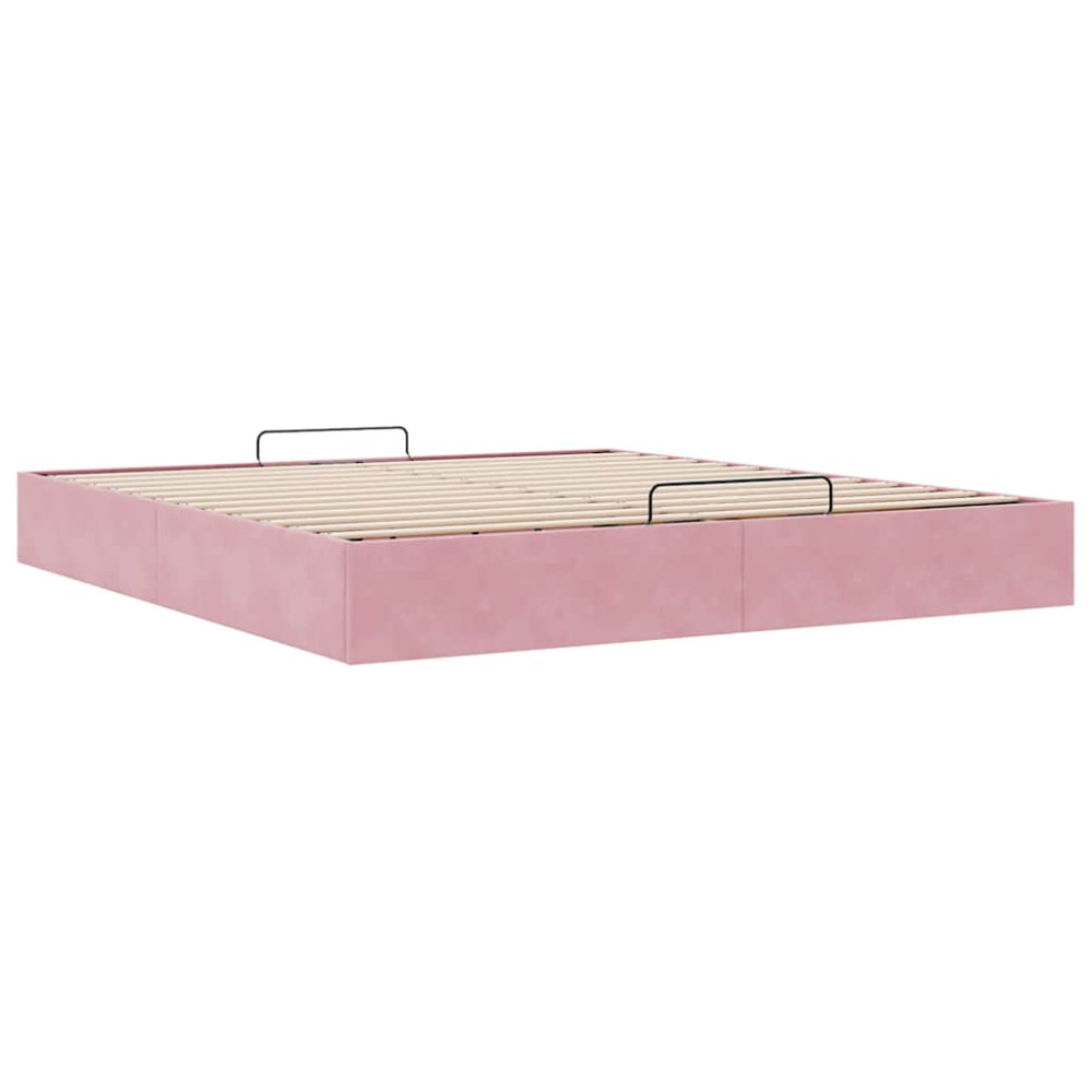 Produktbild för Ottoman sängram utan madrass rosa 180x200 cm sammet
