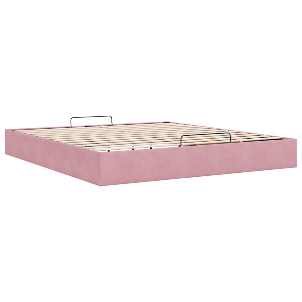 Produktbild för Ottoman sängram utan madrass rosa 180x200 cm sammet