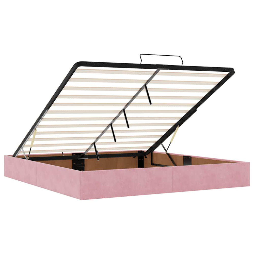 Produktbild för Ottoman sängram utan madrass rosa 180x200 cm sammet