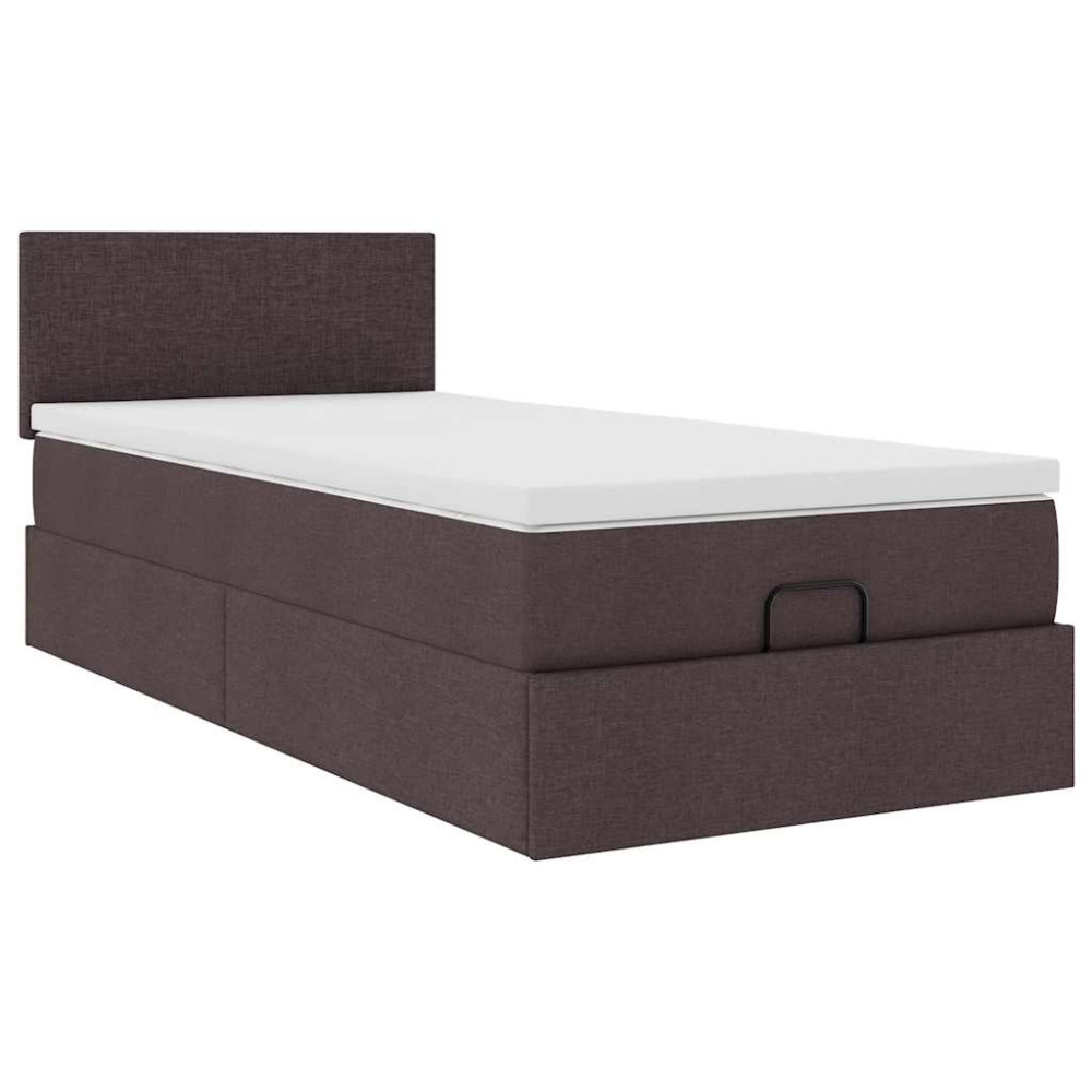 Produktbild för Ottoman sängram med madrass mörkbrun 80x200 cm tyg