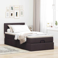 Produktbild för Ottoman sängram med madrass mörkbrun 80x200 cm tyg