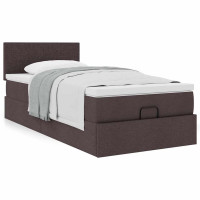 Produktbild för Ottoman sängram med madrass mörkbrun 80x200 cm tyg
