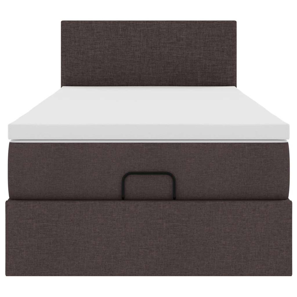 Produktbild för Ottoman sängram med madrass mörkbrun 80x200 cm tyg