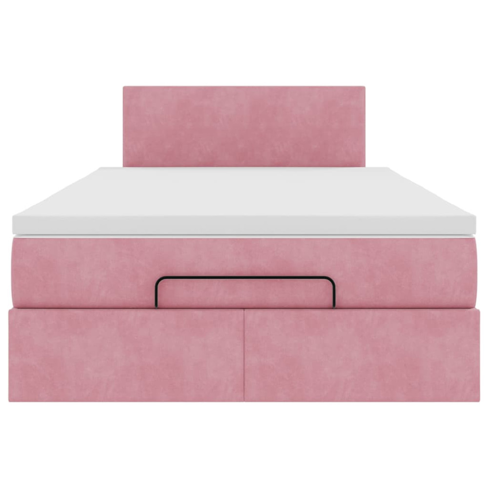 Produktbild för Ottomansk säng med madrass rosa 120x190 cm sammet
