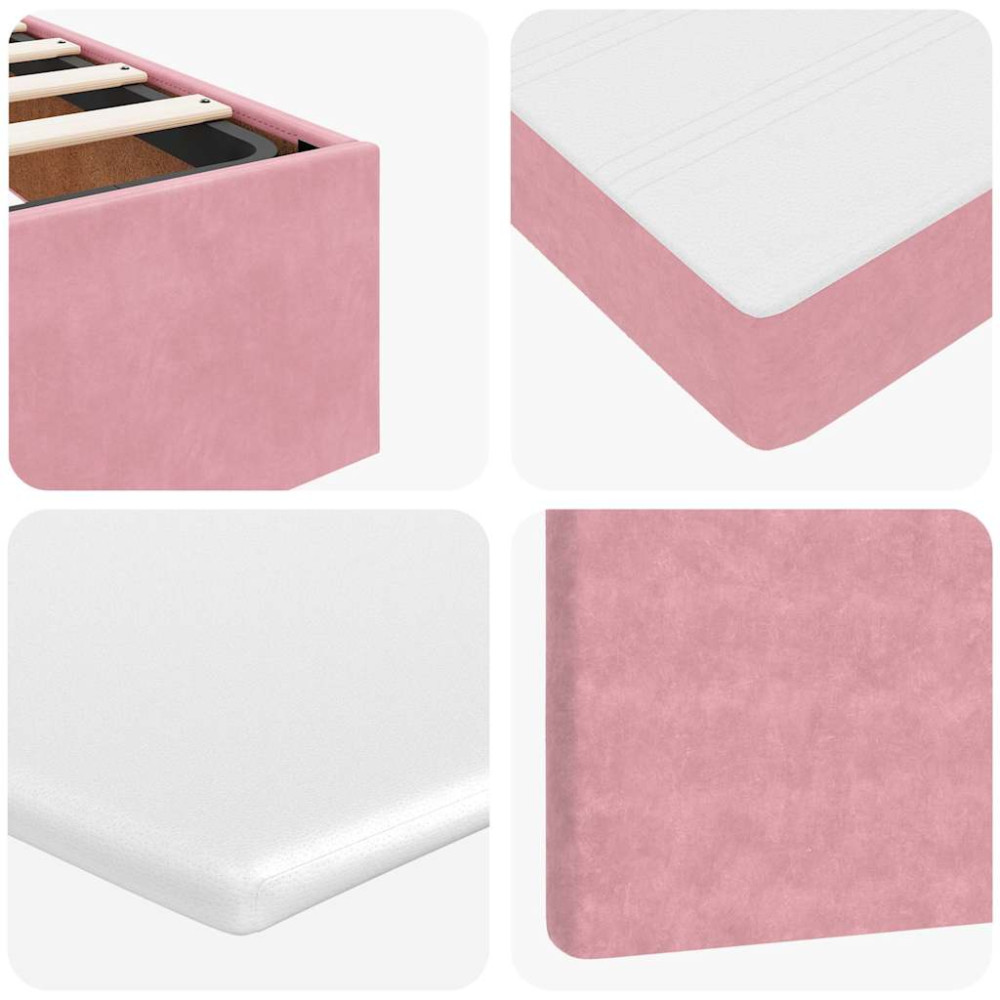 Produktbild för Ottoman sängram med madrass rosa 120x200 cm sammet