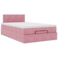Produktbild för Ottoman sängram med madrass rosa 120x200 cm sammet