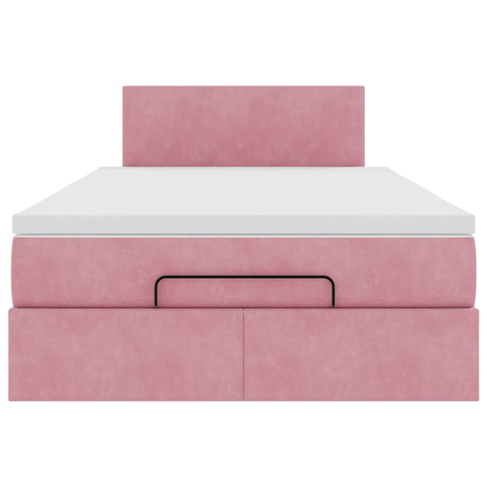 Produktbild för Ottoman sängram med madrass rosa 120x200 cm sammet