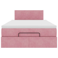Produktbild för Ottoman sängram med madrass rosa 120x200 cm sammet