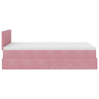 Produktbild för Ottoman sängram med madrass rosa 120x200 cm sammet