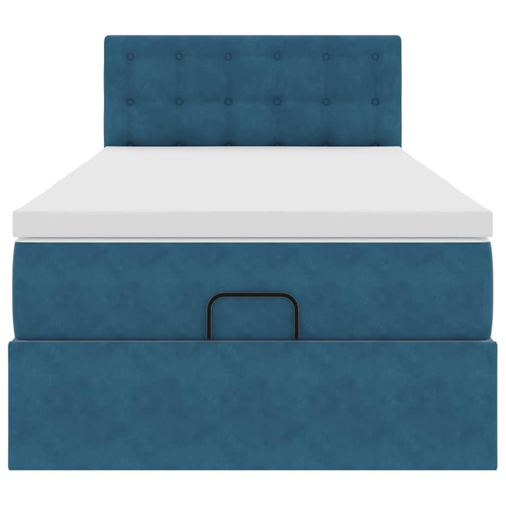 Produktbild för Ottoman sängram med madrass mörkblå 90x190 cm sammet