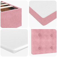 Produktbild för Ottomansk säng med madrass rosa 120x190 cm sammet