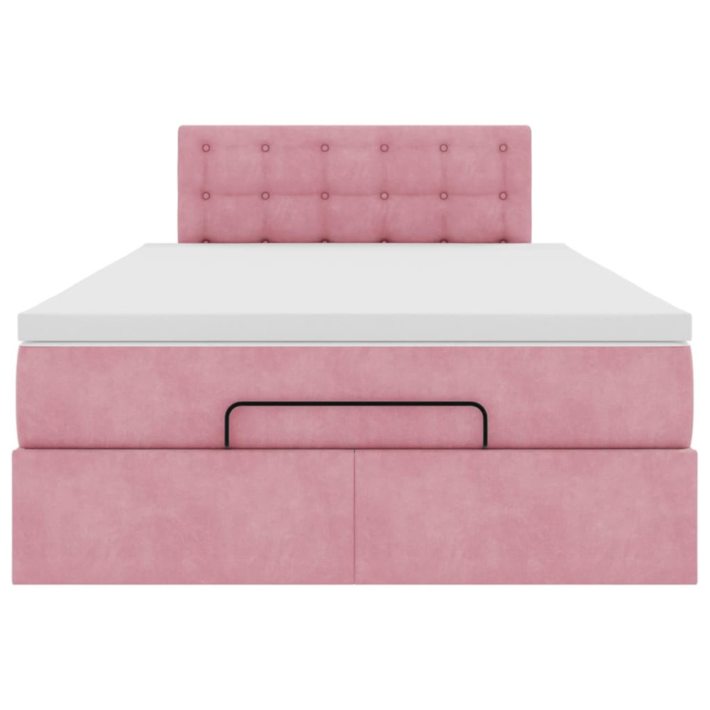 Produktbild för Ottomansk säng med madrass rosa 120x190 cm sammet
