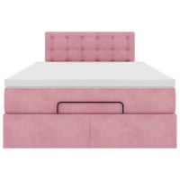 Produktbild för Ottomansk säng med madrass rosa 120x190 cm sammet