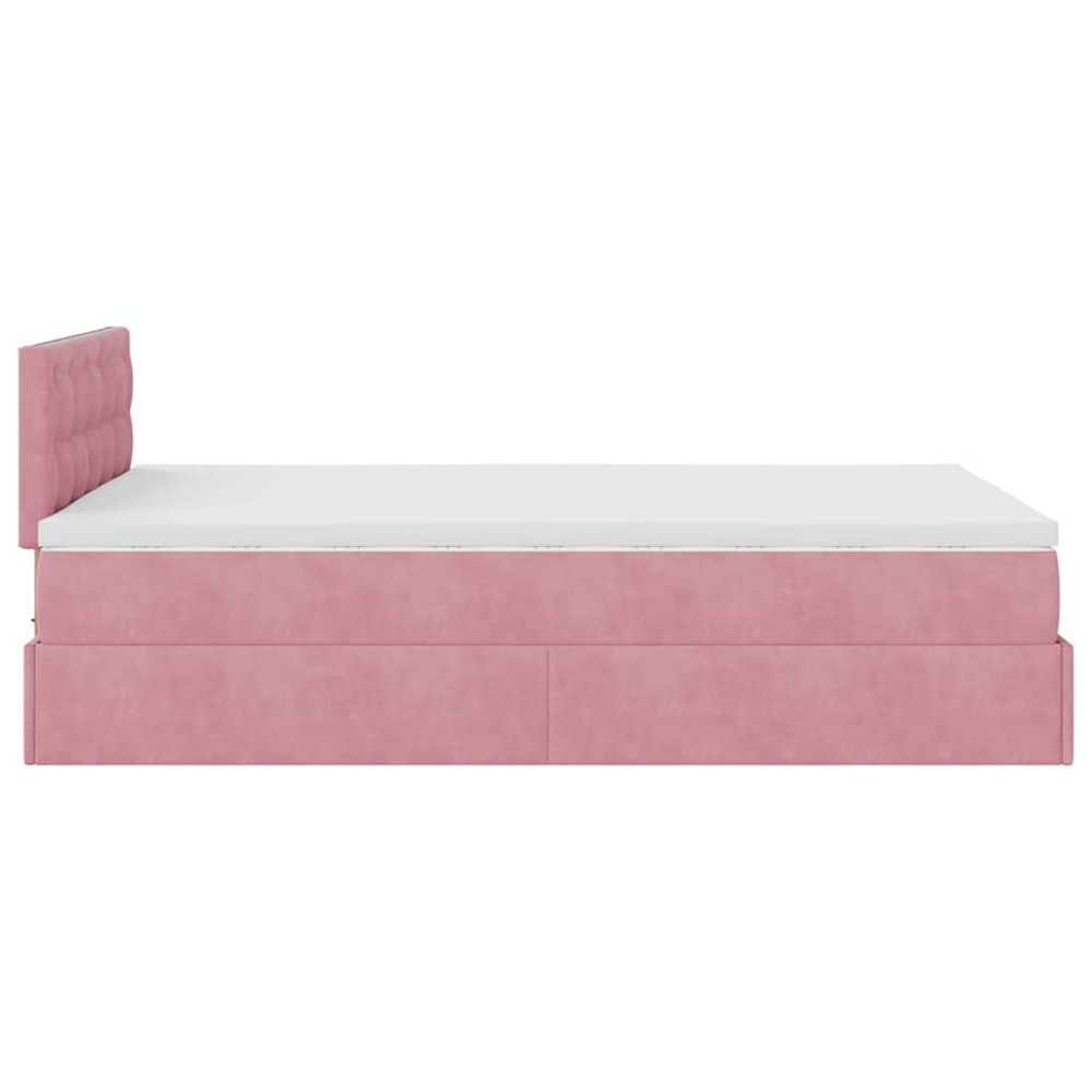 Produktbild för Ottomansk säng med madrass rosa 120x190 cm sammet