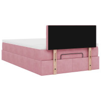 Produktbild för Ottomansk säng med madrass rosa 120x190 cm sammet