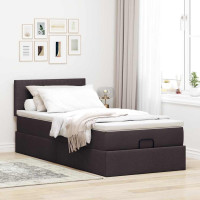 Produktbild för Ottoman sängram med madrass mörkbrun 80x200 cm tyg