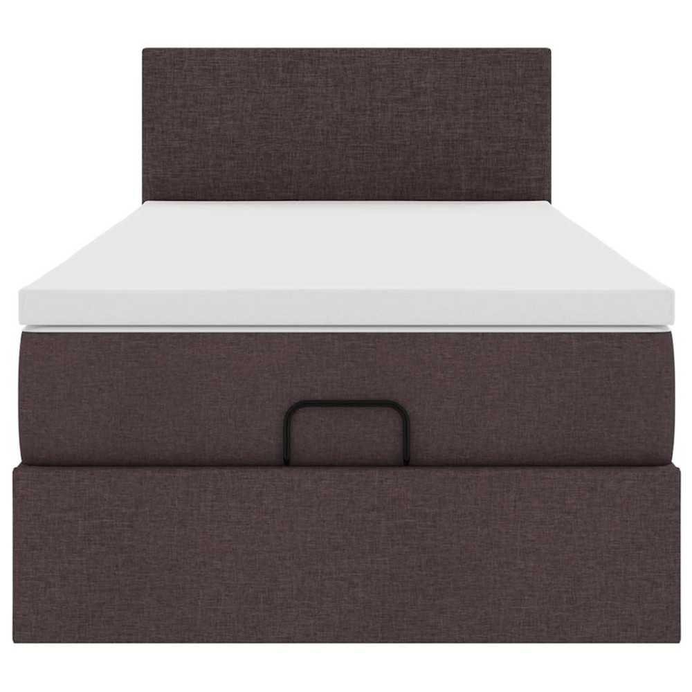 Produktbild för Ottoman sängram med madrass mörkbrun 80x200 cm tyg