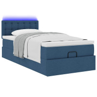 Produktbild för Ottoman sängram med madrass blå 90x190 cm tyg