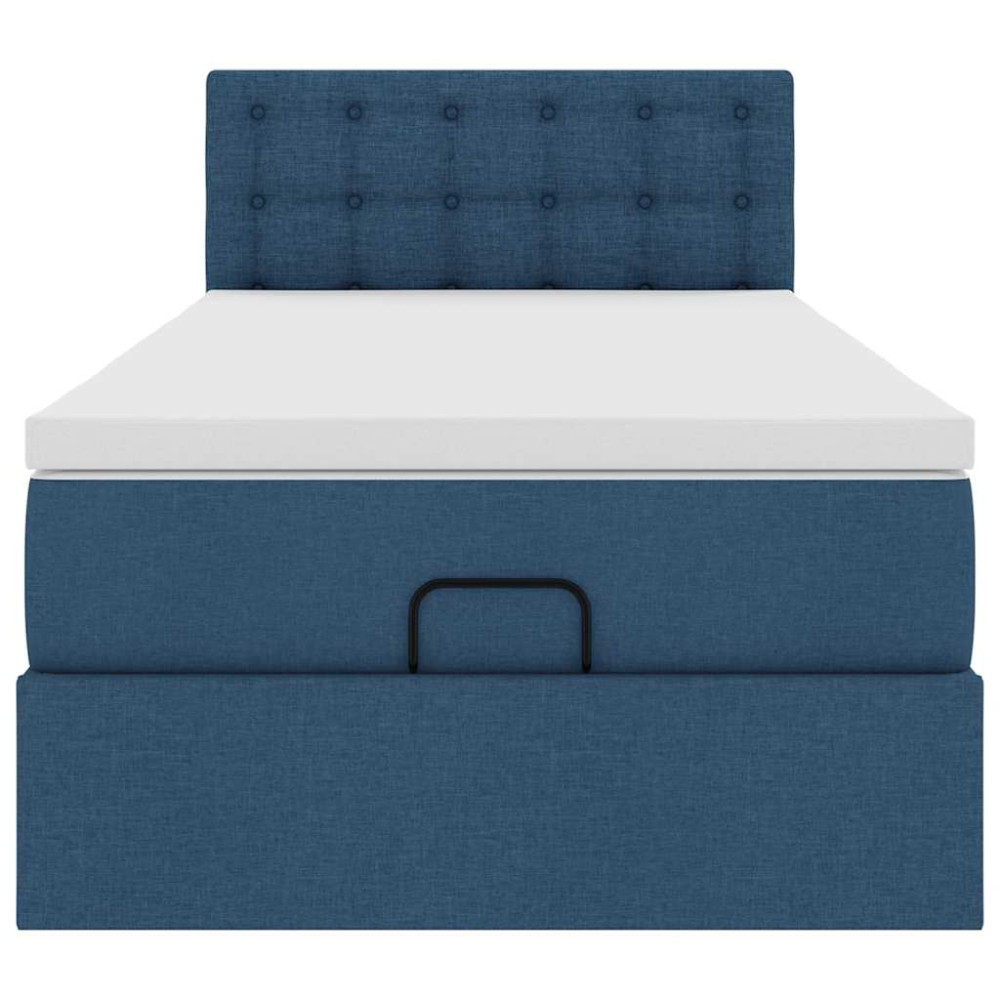 Produktbild för Ottoman sängram med madrass blå 90x190 cm tyg