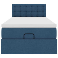 Produktbild för Ottoman sängram med madrass blå 90x190 cm tyg