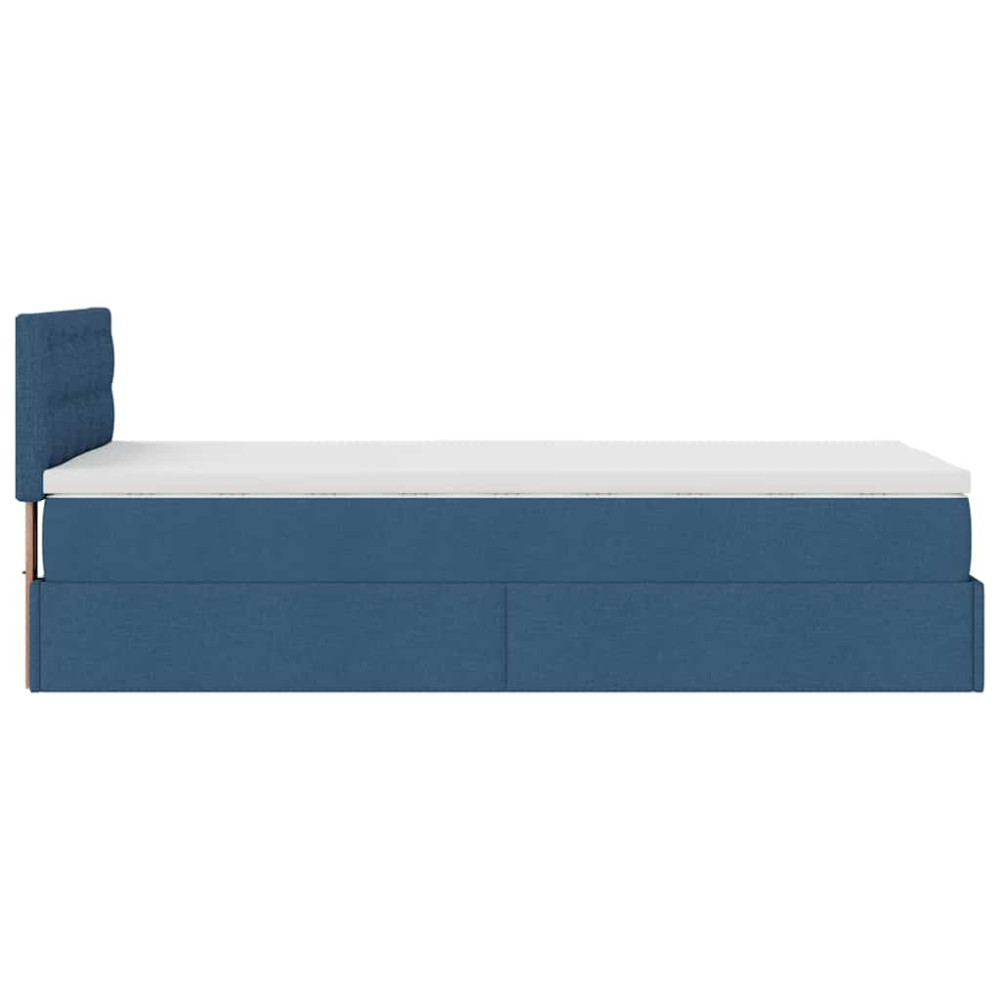 Produktbild för Ottoman sängram med madrass blå 90x190 cm tyg