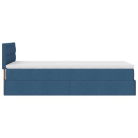 Produktbild för Ottoman sängram med madrass blå 90x190 cm tyg