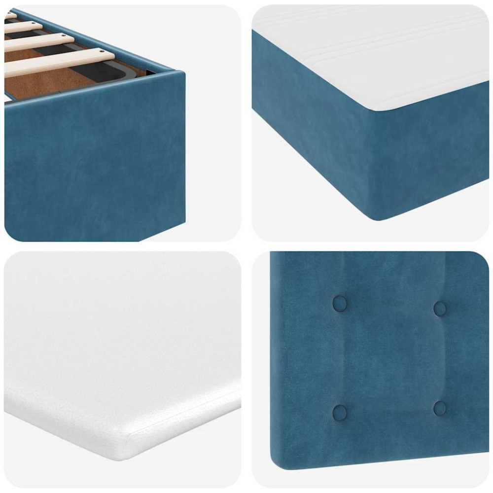 Produktbild för Ottoman sängram med madrass mörkblå 90x190 cm sammet