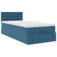 Produktbild för Ottoman sängram med madrass mörkblå 90x190 cm sammet