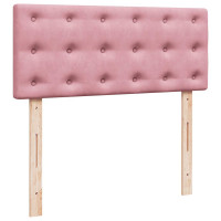 Produktbild för Ottomansk säng med madrass och LED-lampor rosa 120x190cm sammet