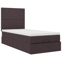 Produktbild för Ottoman sängram med madrass mörkbrun 80x200 cm tyg