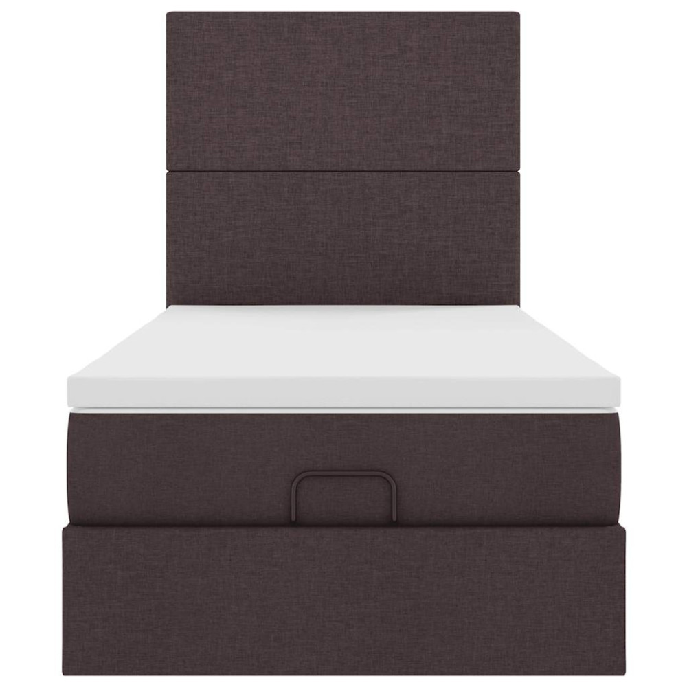 Produktbild för Ottoman sängram med madrass mörkbrun 80x200 cm tyg