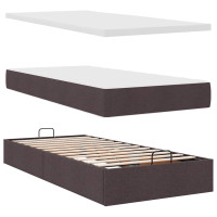 Produktbild för Ottoman sängram med madrass mörkbrun 80x200 cm tyg