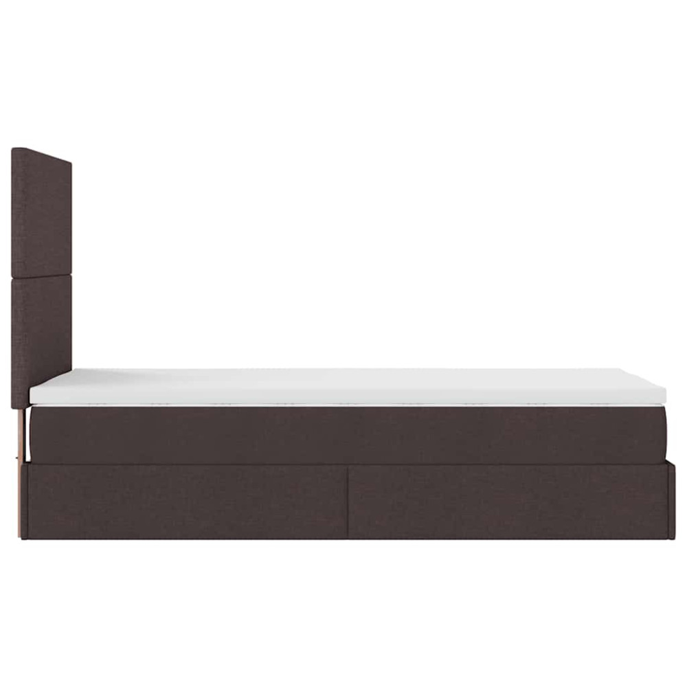 Produktbild för Ottoman sängram med madrass mörkbrun 80x200 cm tyg