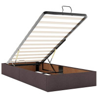 Produktbild för Ottoman sängram med madrass mörkbrun 80x200 cm tyg