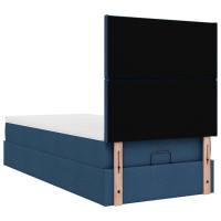 Produktbild för Ottoman sängram med madrass blå 90x190 cm tyg