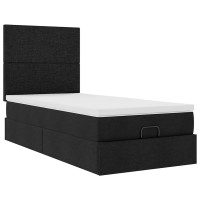 Produktbild för Ottoman säng med madrass svart 100x200 cm tyg