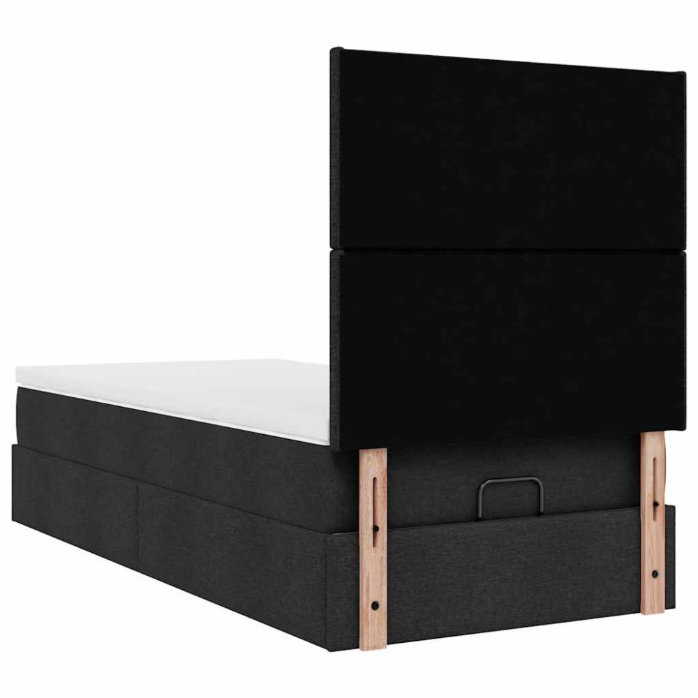 Produktbild för Ottoman säng med madrass svart 100x200 cm tyg