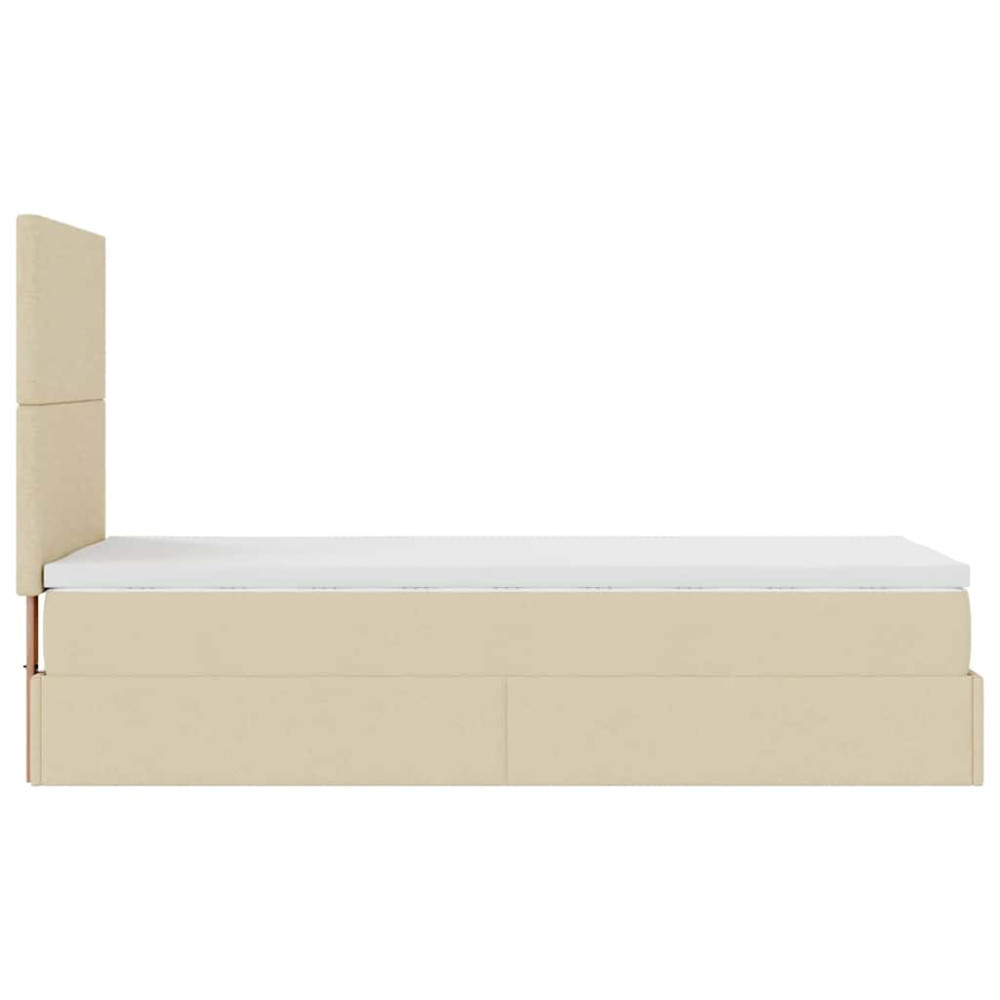 Produktbild för Ottoman säng med madrass gräddvit 100x200 cm tyg